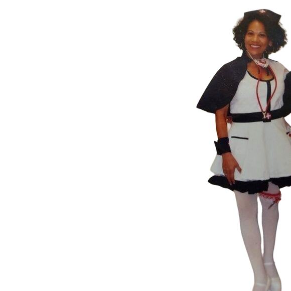 Underwraps Nightingale Nurse Costume Dress White w/ Navy Trim Size M (AS IS) - Picture 16 of 17